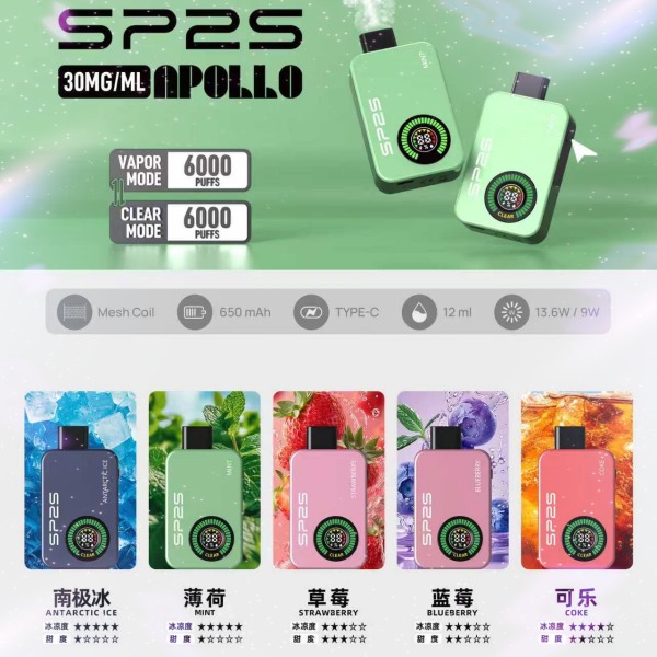 新品SP2S拋棄式12000口 SP2S拋棄式一次性電子煙 雙模式 電子菸線上購(gòu)買